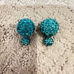 Bundle 3 jewelry/handbag and save! Blue diamond studded earrings